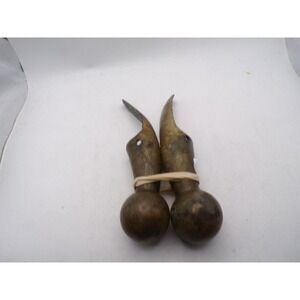 Vintage Heavy Brass Bronze Horse Collar Hanes Hardware Pair Patina 6.5"